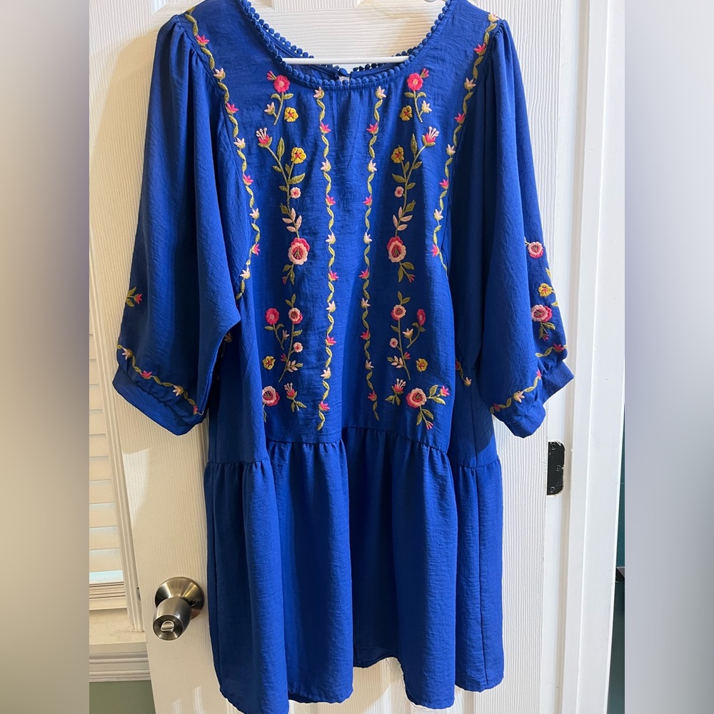 Blue Embroidered Dress
